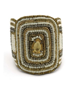 Multed Glass Stone Leather Cuff Multed Glass Stone Leather Cuff
